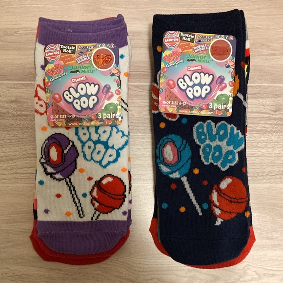 Charms Blow Pop Bubble Gum Candy Sucker Lollipop Ankle Socks Bundle Set - Picture 1 of 15